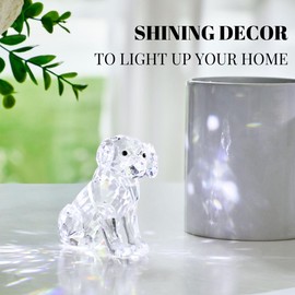 Crystal Dog Figurine Faceted Glass Puppy Statue Clear Labrador Ornament Animal Collectible Sculpture Handscraft Paperweight Home Decor