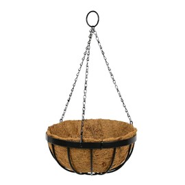 Smart Garden 30cm 12 Inch Metal Saxon Metal Hanging Basket Black Planter Liner