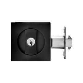 Pocket Door Lock with Key,Privacy Door Hardware Suitable for Bathroom Bedroom etc Recessed 2 Sided, 2 3/8" Backset, Invisible Hardware for 1 3/8” to 2 3/16” Thickness Door (Black)