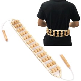 Massageroller mit Griff Massageroller Holz Massageroller Rücken Massage Holz Seil-Rückenmassagegerät für Nacken, Beine, Rücken, Körper (Rollfläche 60 x 8cm)