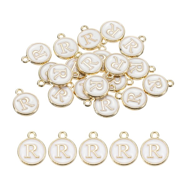 MECCANIXITY Alphabet R Letter Charm Double Sided Enamel Initial Alphabet