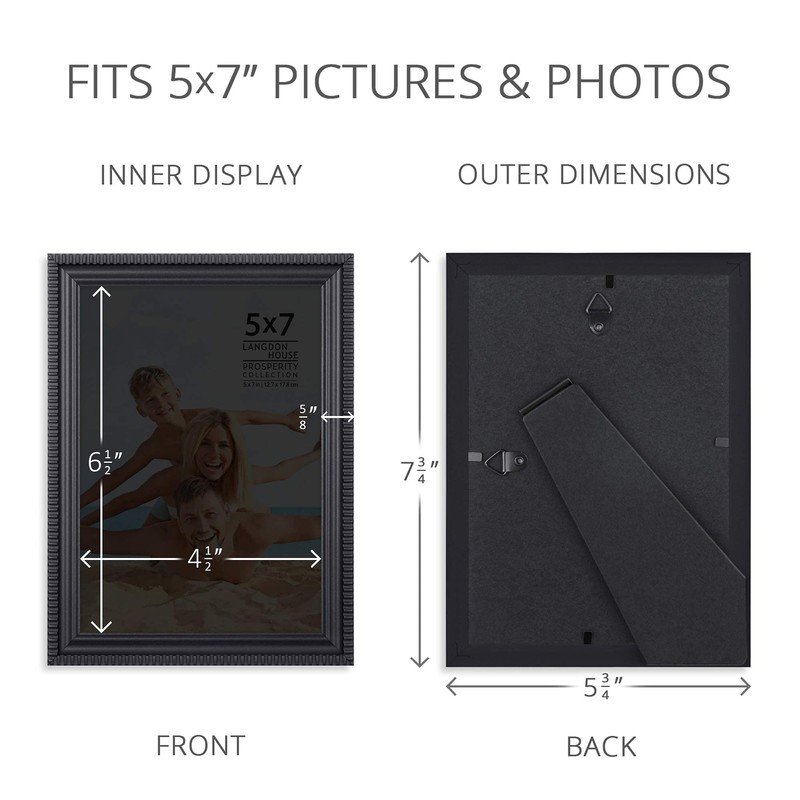 Langdon House 5x7 Black Picture Frame, Contemporary Frame, Wall Mount