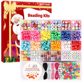 Bracelet Making Kit, Beads Bracelet Making Kit for Beginner, Smile Face Beads Letter Beads Clay Beads for Jewelry Making Friendship Bracelets, DIY Arts and Crafts Christmas Gifts Toys for Kids Age 6+