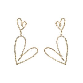 Cubahop 1 Pair Heart Love Dangle Drop Earrings Crystal Rhinestone Earrings Wedding Prom Jewellery Gift for Women Girls, Crystal