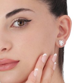 MadamLili 925 Sterling Silver Monstera Stud Earrings | Nature-Inspired Leaf Jewelry | Tropical & Handcrafted | Hypoallergenic & Nickel-Free | Perfect Gift for Nature Lovers