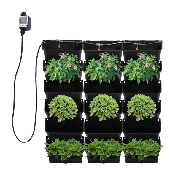 MhdunueSK Self Watering Wall Planter with 18 Pots, Self-Watering Wall-Mounted