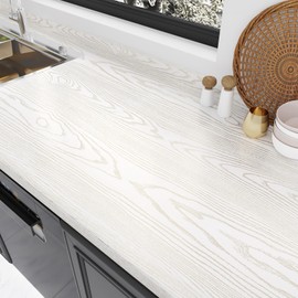 WESTICK White Wood Peel and Stick Wallpaper Self Adhesive Wood Contact Paper for Countertops Waterproof White Wooden Vinyl Wrap Roll for Cabinets Drawers Furniture Tables Desk Walls 15.8" x 394"