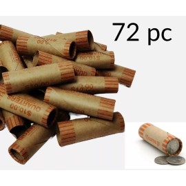 KL 72 pc Prefomed Paper Coin Wrappers Tubes For Quarters
