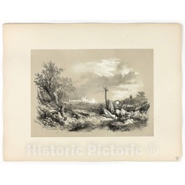 Historic Pictoric Print : Tynemouth Castle, from Picturesque Selections, James Duffield Harding, c 1960, Vintage Wall Decor : 10in x 08in