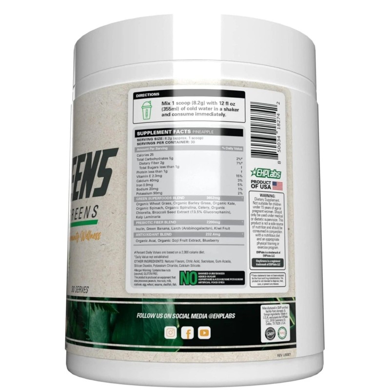 EHP Labs OxyGreens Daily Super Greens Powder, 30 Servings -