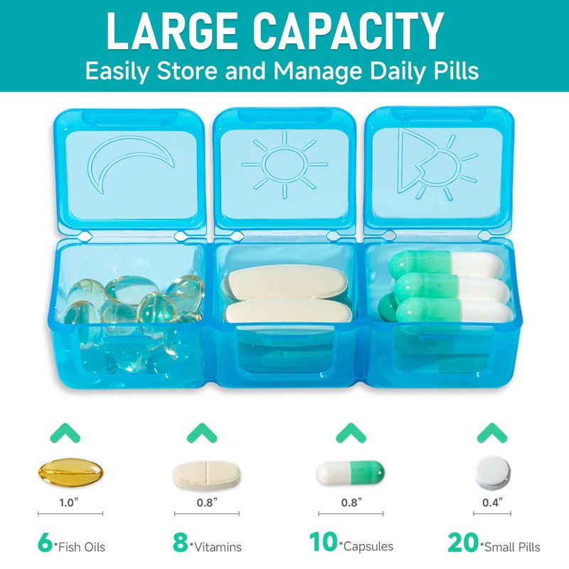 Monthly Pill Organizer 3 Times a Day - Portable Pill