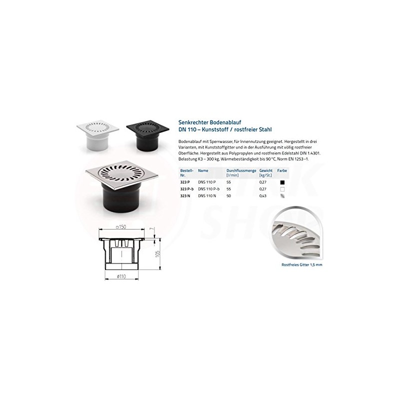 Vertical floor White Black Stainless Steel Shower Drain Bathroom Drain
