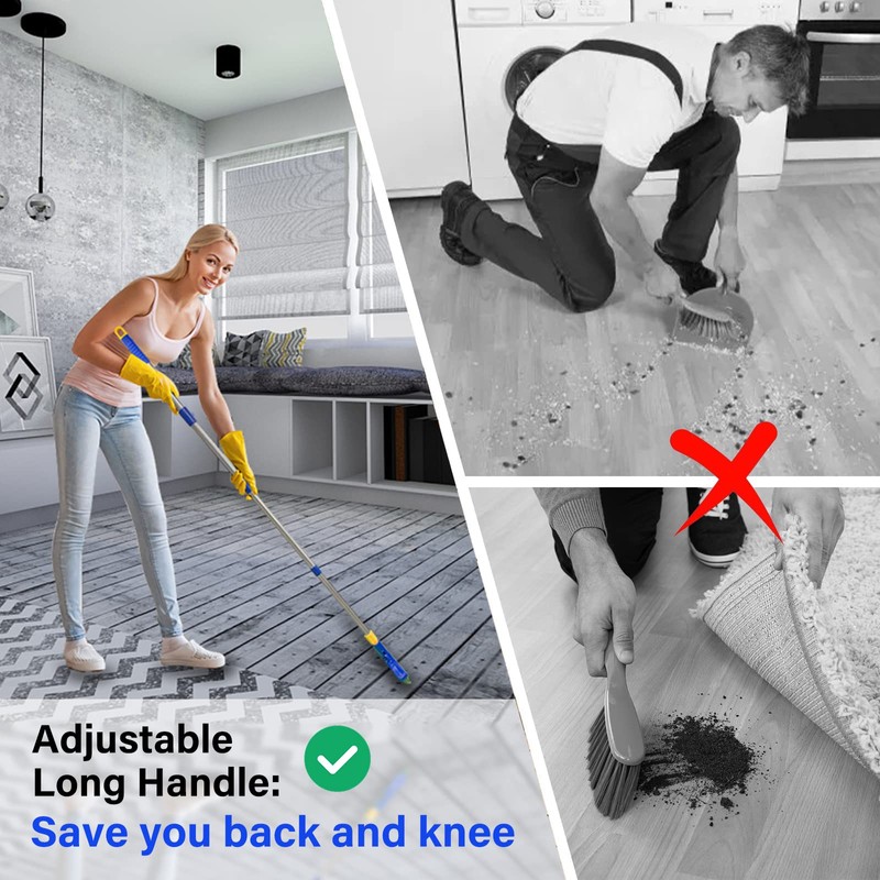 ITTAR Grout Brush with Long Adjustable Handle, Swivel Scrub Brush,
