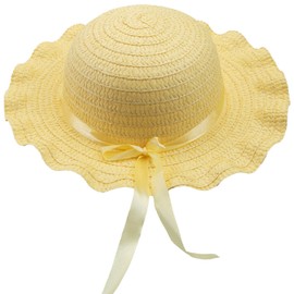 VFM - Yellow Easter Bonet - Pastel Yellow Easter Bonnet Satin Ribbon Frilly Hat