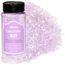HEMOER Light Purple Opal Glitter, 100 g Chunky Sequin Glitter, Craft Glitter for Resin, Face, Nails, Body, Crafts, Slime Festival Party Art, Glitter Powder for Nails Glitter