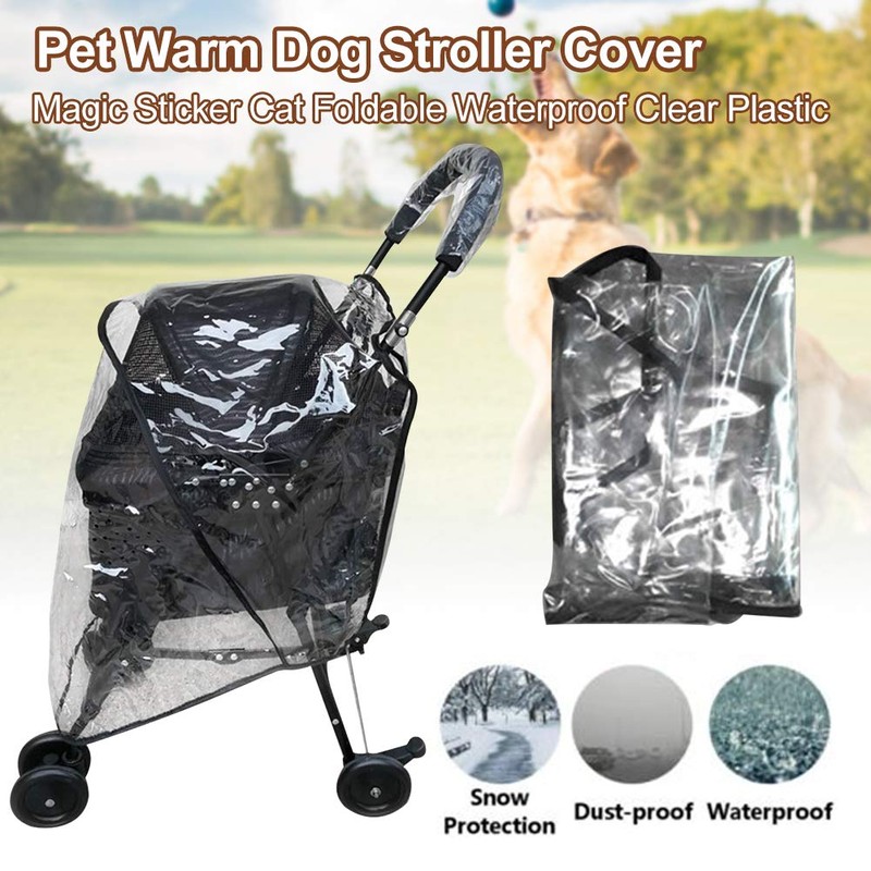 Anwangda Dog Stroller Cover Clear, Magic Sticker Foldable Waterproof Carrier,