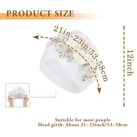 Bohend African Flower Rhinestone Turban Cap Muslim Pre Tied Beanie Headwrap Sequin Bonnet Headscarf Stretch Pleated Women Hat (1)