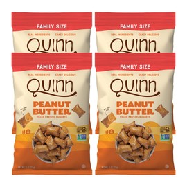 Quinn Creamy Peanut Butter Filled Pretzel Nuggets - Made with Real Ingredients, Whole Grain Sorghum, Sea Salt, Vegan, Gluten Free, Dairy Free, Non-GMO - 11 Oz (Pack of 4)