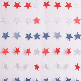 Red Blue and Silver Glitter Stars Garlands,Hanging Paper Streamers for Engagement Wedding Baby Shower Birthday Christmas Party Decor Valentines Day Holiday Summer Party 4M/13FEET*10 PCS