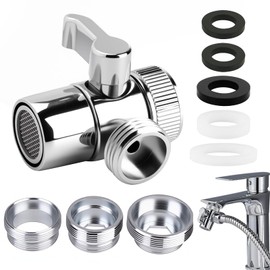 3 Way Shower Head Diverter Valve Shower Hose Attachment for Bath Taps Faucet Adapter Brass Splitter Chrome M22 X M24/M28 Mixer Bath Tap Hose Shower Arm Diverter for Bathroom Kitchen Sink Bathtub