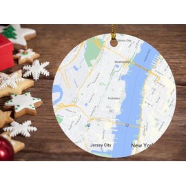 Hoboken NJ Ornament Hoboken New Jersey Map Decor Hoboken City Souvenirs Ornament 3" Christmas Tree Gift Family and Friend