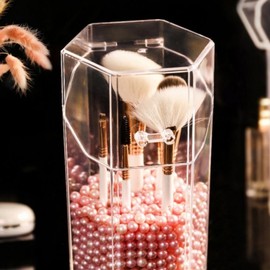 Clear Acrylic Large Capacity Makeup Brush Organizer with Dust-Proof Lid Makeup Organizer