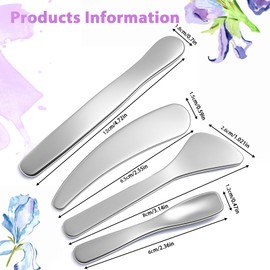 4Pcs Mini Metal Cosmetic Spatulas, Skincare Spatula, Facial Spatula, Stainless Steel Applicator Facial Massage Beauty Tools for Mixing and Sampling Lotion Makeup Face Eye Cream (Silver)