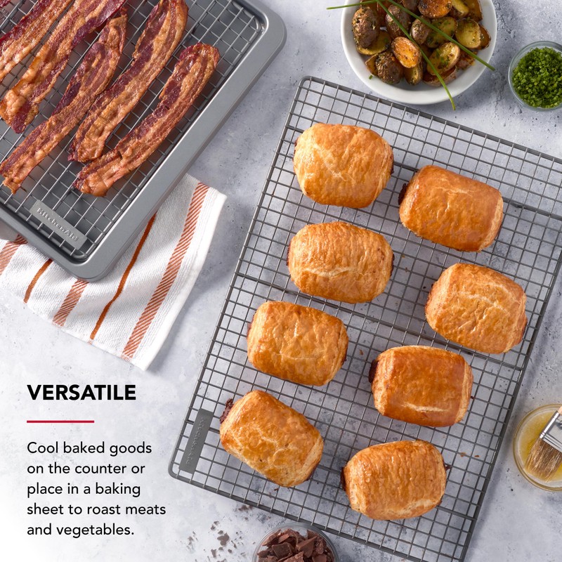 KitchenAid Nonstick Swiss Engineered Aluminized Steel Cooling Rack, Dishwasher Safe,