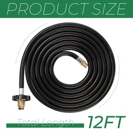 12ft RV Propane Hose with POL x 1/4" Inverted Male Flare, Rubber Camper Gas Tank Line Connect to 20lb or 30lb Tank, Replacement 59035 Propane Supply Hose