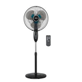 BLACK+DECKER 16" Dual Blade Standing Fan with Remote Control, Oscillating Floor Fan with 3 Speeds, Adjustable Height, 90-Degree Oscillation, 30-Degree Tilt, Shut-Off Timer, BFSD116B, Black