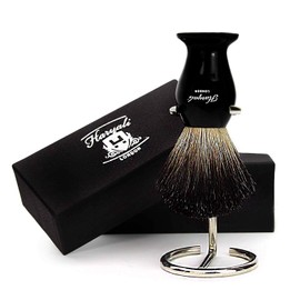 Pure black badger hair shaving brush for him with brush holder/stand