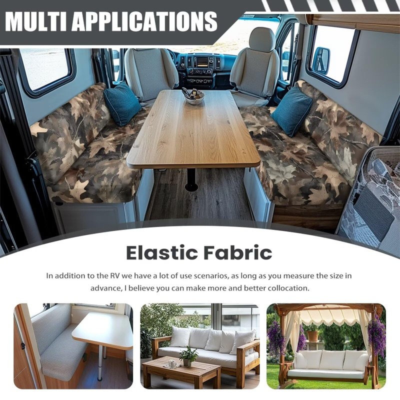 SUITOSELFY Forest Camo RV Seat Covers Dinette Booth Cushions Stretch