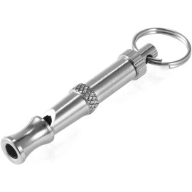 Jizlan Silver Pets Whistle Adjustable Pet Training Sound Control Stainless Steel Puppy Bark Whistles with Suspendable Key Chain Dogs Training and Behavior Aids