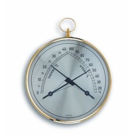TFA Dostmann Analoges Thermo-Hygrometer, Kontrolle der Temperatur/Luftfeuchtigkeit, gesundes Raumklima,L 102 x B 35 x H 113 mm, Grau