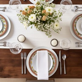 STP Porcelain J-229561, Fleurs des Prairies Bone China Dinnerware Set of 16, Service for 4