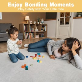 Funyoo 71" ×59" Baby Play Mat for Floor, 1.2" Thick Foam Mat with Non-Slip Bottom, Tummy Time Activity Gym & Safe Crawling Space, Machine-Washable Cover, Fits 71" x59" Playpens