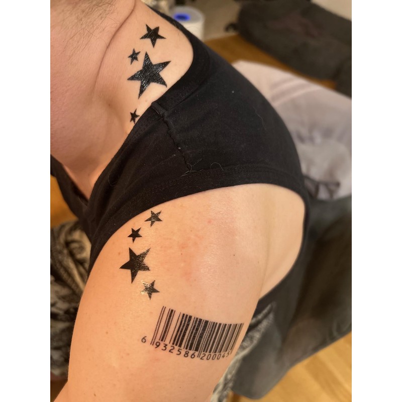 HM434 448 Temporary Star Tattoo Barcode Tattoos 2 Sheets