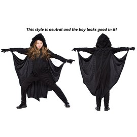 Niños Unisex Disfraz de murciélago vampiro, Halloween Cosplay Party Animal Costume Set, Negro