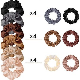 Hanaive 48 Gomas Elásticas de Pelo de Satén Coletero de Seda Lazos de Cabello Cuerdas Gomas de Cabello Delgadas Soporte de Cola de Caballo para Mujere