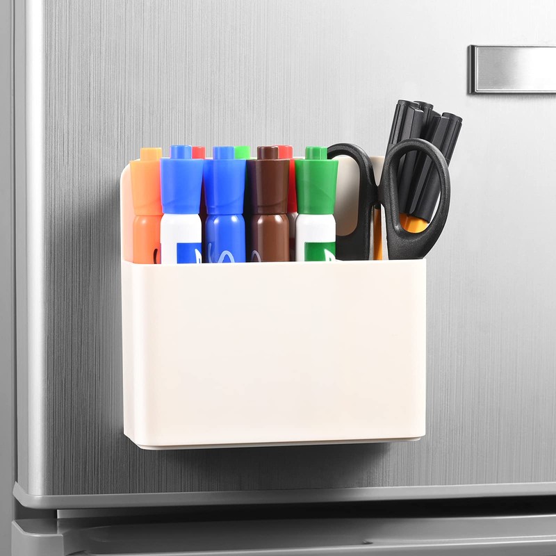 2 Pieces Large Capacity White Strong Magnetic Chalk Holder,Fridge Magnet
