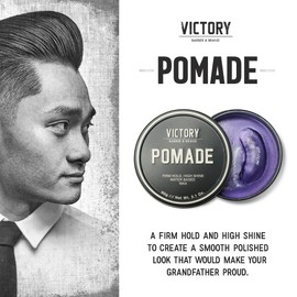 Hair Pomade for Men by Victory Barber & Brand | Men’s Hair Products from a Canadian Brand | Water Based Pomade for Men | Hair Wax for Men with High Shine | Strong Hold Pomade to Make your Grandpa Proud