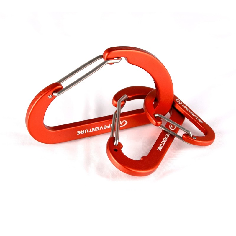 Lifeventure Ultralight Non-locking Karabiners (3-Pack), Aluminum Alloy Wiregate Fastening High