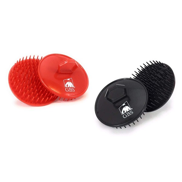 Shampoo Scalp Massage Hair Brush 2 Pack GBS -(Red & Black)