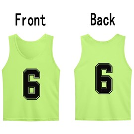 SHIJIXING 12 Pack（1-12） Numbered Pinnies/Soccer Training Bibs/Basketball Jerseys for Kids,Youth and Adults (XL, 1-12 Neon Green)