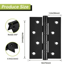 6-Pack Black Door Hinges, 4 Inch Heavy Duty Stainless Steel Hinge for Interior Exterior Doors, Max Loading 150LB, Matte Black Ball Bearing Hinges with Screws, Smooth and Quiet