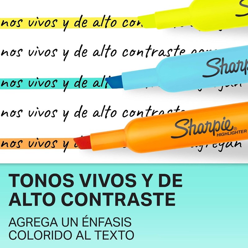 Sharpie® Tank Resaltador/Marcador de Texto, Punta Cincel/Biselada, Surtidos, 4 Piezas,