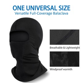 Bay Breeze Balaclava Ski Mask for Winter Outdoor Activities, Face Cover, Windproof Neck Warmer for Skiing, Snowboarding, Motorcycle Riding, Cycling, UV Protection (Black)