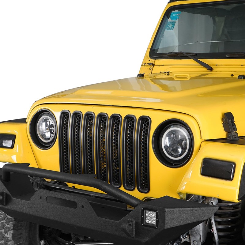 Hooke Road Wrangler TJ Matte Black Headlight Bezels Cover Trim