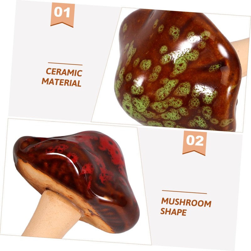 Kisangel Elegant Mini Mushroom Statues 4pc Set Ceramic Mushroom Decor