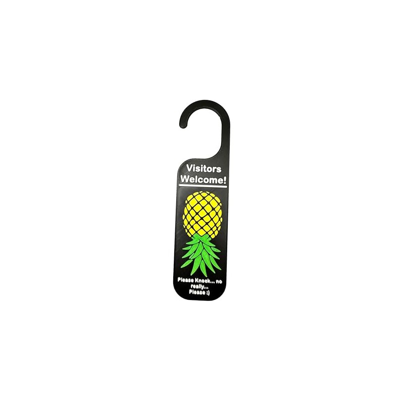 Upside pineapple door hanger "Visitors Welcome"